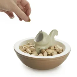 Snackschale hungriges Eichhörnchen mit Abfallfunktion, Keramik braun