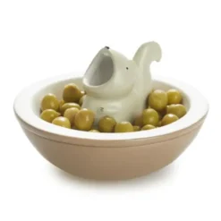Snackschale hungriges Eichhörnchen mit Abfallfunktion, Keramik braun