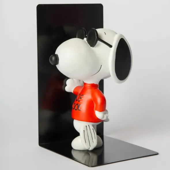 Snoopy Buchstütze Joe Cool – Peanuts Bücherhalter schwarz mit Snoopy Figur