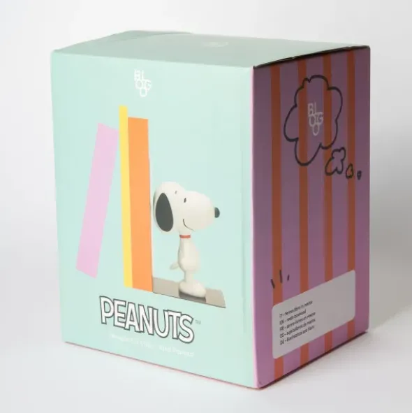 Snoopy Buchstütze – Peanuts Bücherhalter schwarz mit Snoopy Figur