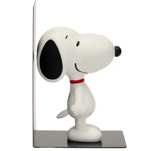 Snoopy Buchstütze – Peanuts Bücherhalter schwarz mit Snoopy Figur