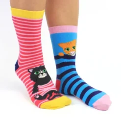 Socken Geschenkbox Feline Good! – 6 einzelne Socken mit Katzenmotiv Gr. 39–46