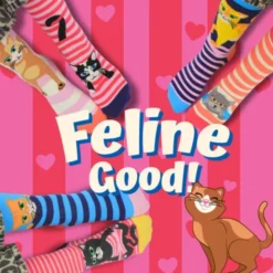 Socken Geschenkbox Feline Good! – 6 einzelne Socken mit Katzenmotiv Gr. 39–46