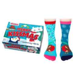 Socken Geschenkbox MERRY KISSMAS - 6 Socken, Gr. 37-42
