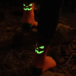 Socken Halloween Kürbis in orange Gr. 40-43 - Gesicht selbstleuchtend bei Nacht