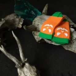 Socken Halloween Kürbis in orange Gr. 40-43 - Gesicht selbstleuchtend bei Nacht