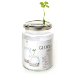 Spardose GLÜCKSSPAREN groß - Sparglas mit Glücksklee Magnet