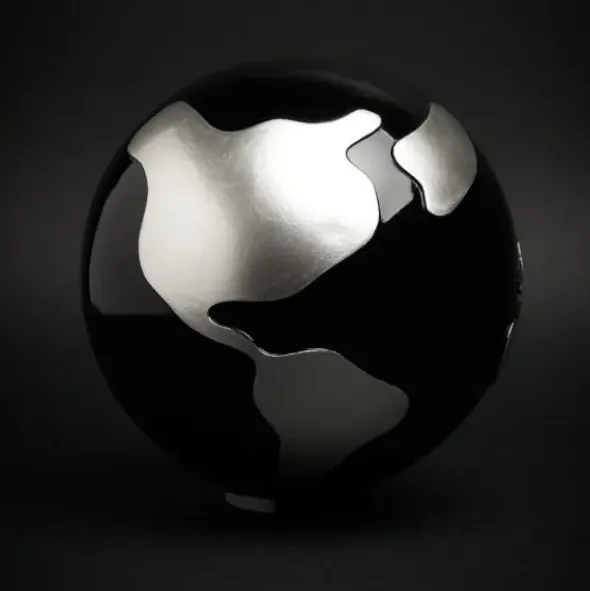 Spardose Globus Weltkugel Ø 18 cm in schwarz silber