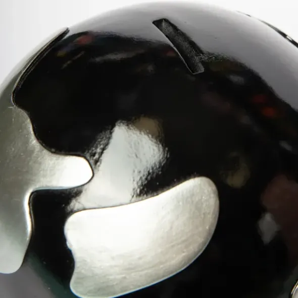 Spardose Globus Weltkugel Ø 18 cm in schwarz silber