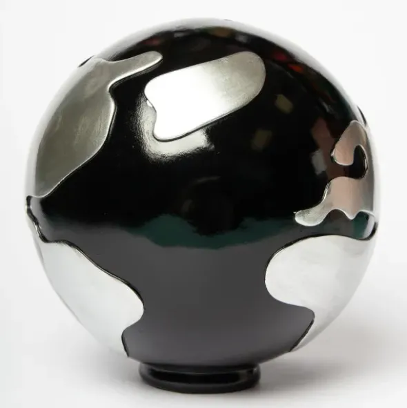 Spardose Globus Weltkugel Ø 18 cm in schwarz silber