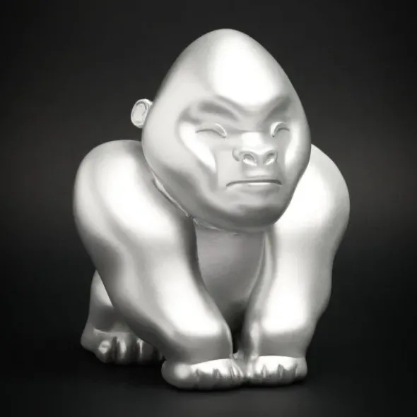 Spardose Gorilla 19 cm - Silber