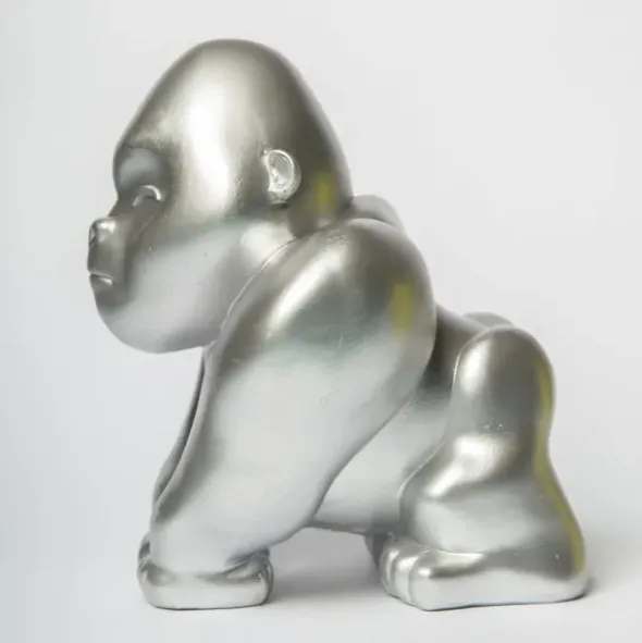 Spardose Gorilla 19 cm - Silber