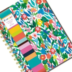 Spiral-Notizbuch, bunt Blumen - A4, liniert