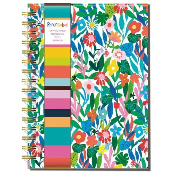 Spiral-Notizbuch, bunt Blumen - A4, liniert