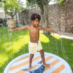 Sprinkler Wasserspielmatte Kinder 150 cm, Hai-Motiv.