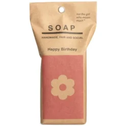 Spruchseife HAPPY BIRTHDAY / Handseife Blume rosa vegan