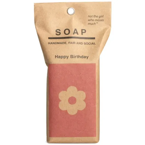 Spruchseife HAPPY BIRTHDAY / Handseife Blume rosa vegan