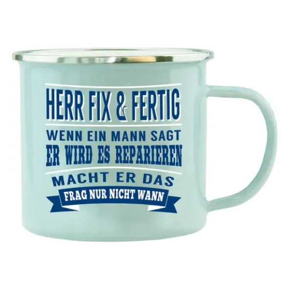 Spruchtasse Emaille - Herr Fix & Fertig