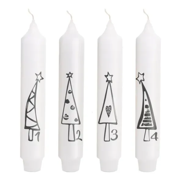Stabkerzen Set „1234 Weihnachtsbäume“, 17 cm