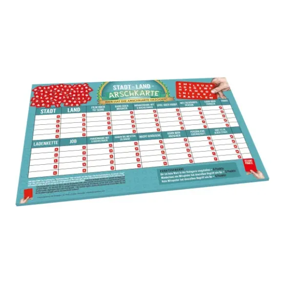 Stadt Land Arschkarte Spielblock – witziges Partyspiel mit 50 Blatt
