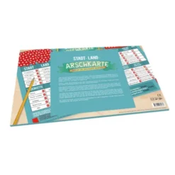 Stadt Land Arschkarte Spielblock – witziges Partyspiel mit 50 Blatt