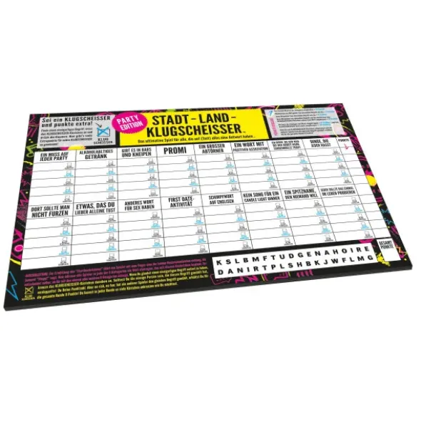 Stadt Land Klugscheisser Party Edition – Spielblock mit 50 Blatt, lustiges Gesellschaftsspiel