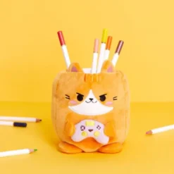 Stifteköcher Plüsch Gamer Katze, orange