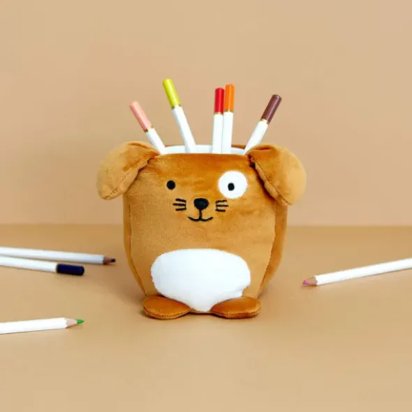 Stifteköcher Plüsch Hund, braun