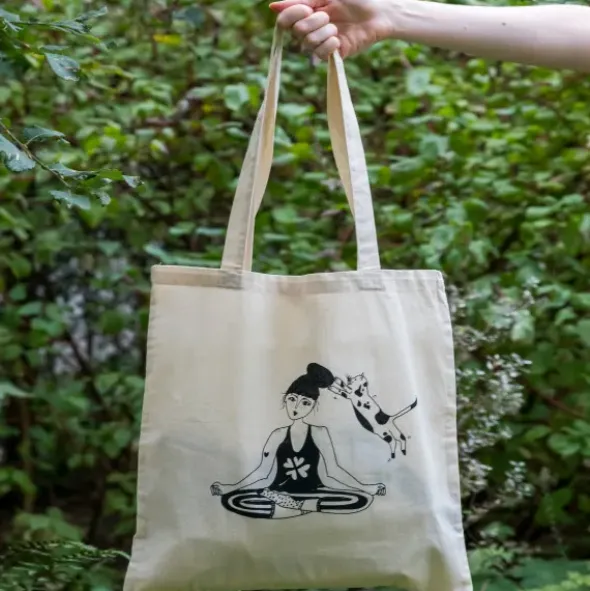 Stofftasche Jutebeutel, zen with cats