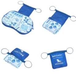 Strandkissen aufblasbar 35 x 27 cm mit Meeresmuster – mit Staufach & Zusatzbeutel zur Beschwerung