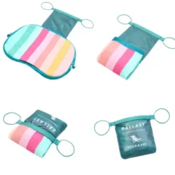Strandkissen aufblasbar 35 x 27 cm bunt gestreift – mit Staufach & Zusatzbeutel zur Beschwerung