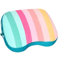 Strandkissen aufblasbar 35 x 27 cm bunt gestreift – mit Staufach & Zusatzbeutel zur Beschwerung