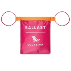 Strandkissen aufblasbar 35 x 27 cm rosa-orange gestreift – mit Staufach & Zusatzbeutel zur Beschwerung