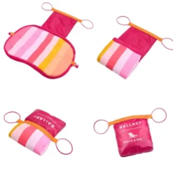 Strandkissen aufblasbar 35 x 27 cm rosa-orange gestreift – mit Staufach & Zusatzbeutel zur Beschwerung