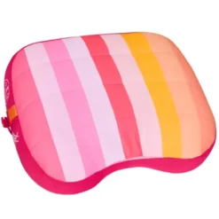 Strandkissen aufblasbar 35 x 27 cm rosa-orange gestreift – mit Staufach & Zusatzbeutel zur Beschwerung