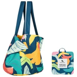 Strandtasche mit Bananenprint – faltbarer Shopper mit Aufbewahrungsbeutel