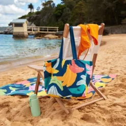 Strandtasche mit Bananenprint – faltbarer Shopper mit Aufbewahrungsbeutel