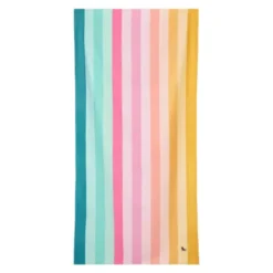 Strand- und Badetuch bunt gestreift - XL Handtuch 200 x 90 cm mit Beutel, schnelltrocknend & leicht