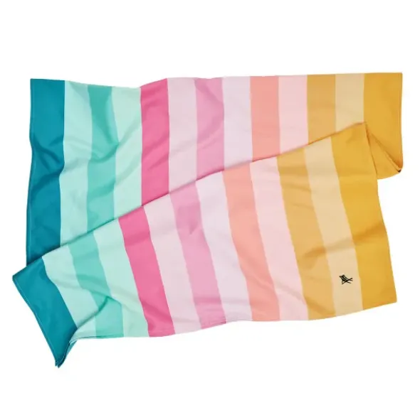 Strand- und Badetuch bunt gestreift - XL Handtuch 200 x 90 cm mit Beutel, schnelltrocknend & leicht