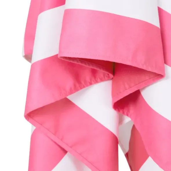 Strand- und Badetuch pink-weiß gestreift - XL Handtuch 200 x 90 cm mit Beutel, schnelltrocknend & leicht