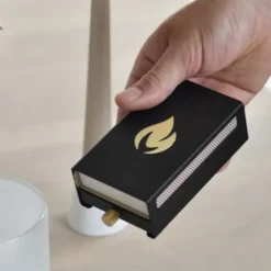 Streichholzbox Metall mit Schublade & Zündhölzer groß - MATCHBOX schwarz
