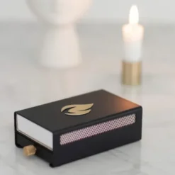 Streichholzbox Metall mit Schublade & Zündhölzer groß - MATCHBOX schwarz