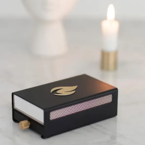 Streichholzbox Metall mit Schublade & Zündhölzer groß - MATCHBOX schwarz