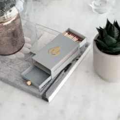 Streichholzbox Metall mit Schublade & Zündhölzer groß - MATCHBOX weiß