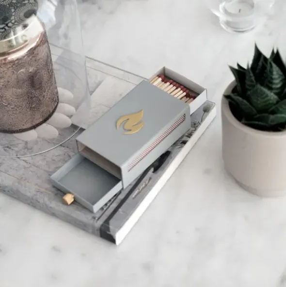 Streichholzbox Metall mit Schublade & Zündhölzer groß - MATCHBOX weiß