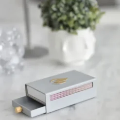 Streichholzbox Metall mit Schublade & Zündhölzer groß - MATCHBOX grau