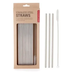 Strohhalme Edelstahl 10 Stück + Reinigungsbürste