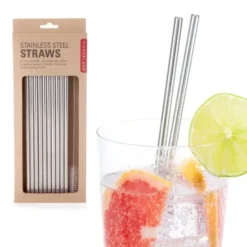 Strohhalme Edelstahl 10 Stück + Reinigungsbürste