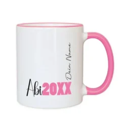 Tasse Abi 20XX mit Wunschname, pink