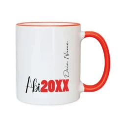 Tasse Abi 20XX mit Wunschname, rot